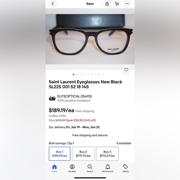 Saint Laurent SL225 001‼️Size 52-18-145.100% Authentic 🏆Note Demo Lenses‼️ - Picture 2 of 10